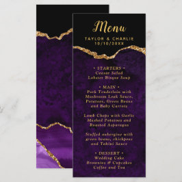 Menu Purple and Gold Agate Marble Wedding
