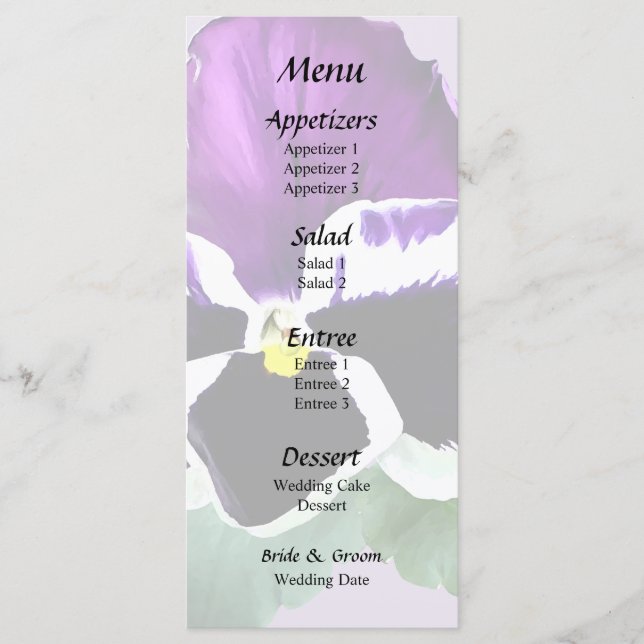 Menu Purple e White Pansy (Frente)