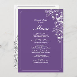 Menu Purple Floral Elegant Wedding
