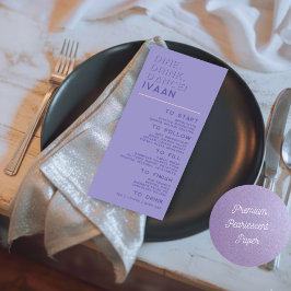 Menu Purple Modern Retro Disco Wedding Guest Name