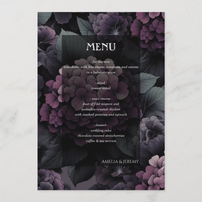 Menu Purple Moody Floral (Frente)