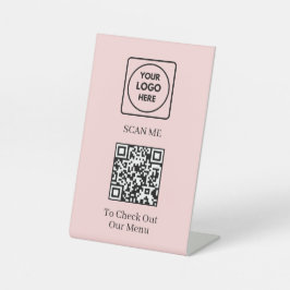 Menu QR Code Rosa | Logotipo Personalizado sem Con