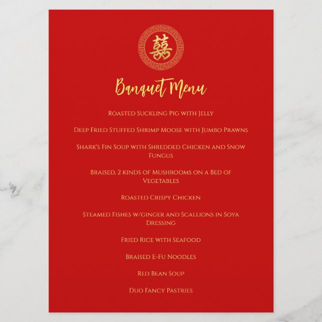 Menu Quadrícula de círculo dupla felicidade chinesa cas (Frente)