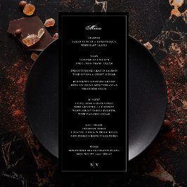 Menu Quadro | Casamento Preto Monograma Elegante