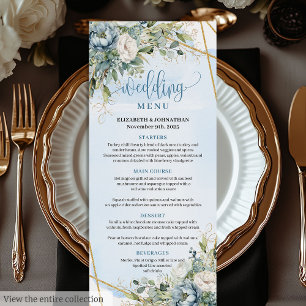 Menu Quadro Dourado de Peões Azuis Whimsical