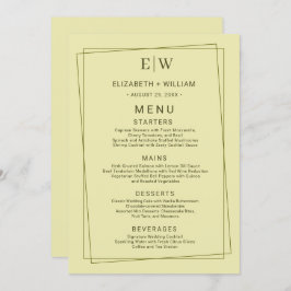 Menu Quadro Elegante no Casamento do Monograma Amarelo