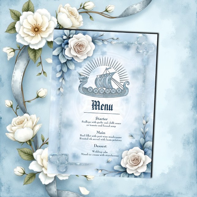 Menu Quadro Floral com Rosa e Design Celta. (Criador carregado)