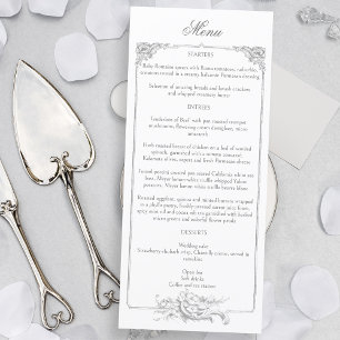 Menu Quadro Floral do Rococo Francês Elegante