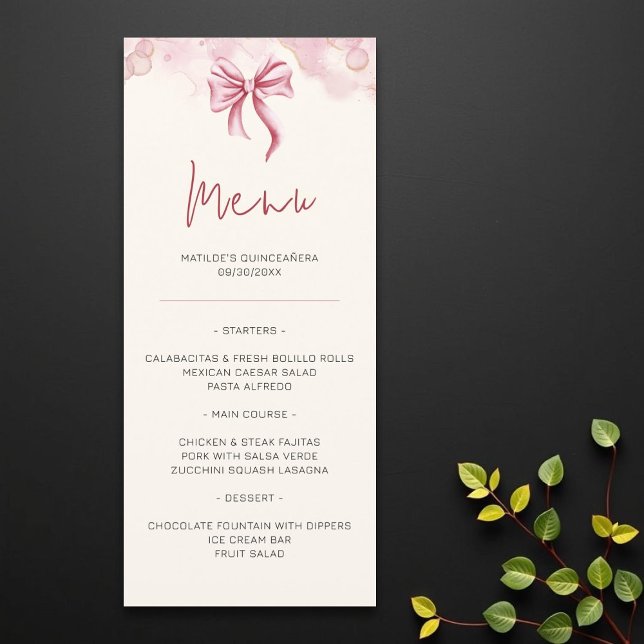 Menu Quinceañera, Arco Rosa Elegante (Criador carregado)