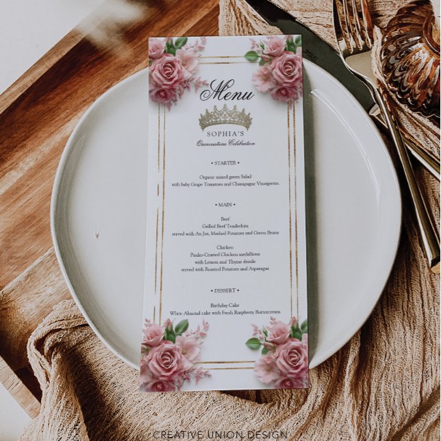 Menu Quinceañera Rosa Rosa Rosa Dourada Frame 15, Anive (Criador carregado)