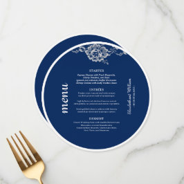 Menu Raios Florais Elegantes no Casamento Azul Marinho