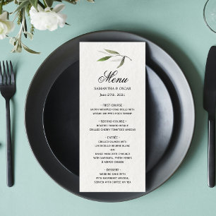 Menu Ramo de Oliveira Verde Aquarela Moderna
