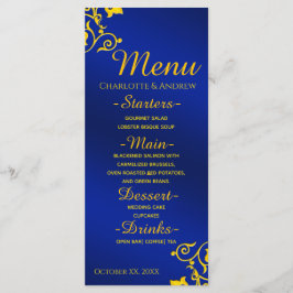 Menu Real Azul e Dourado Casamento