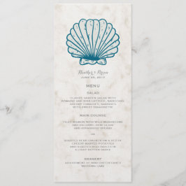 Menu Real Blue Rustic Seashell Wedding