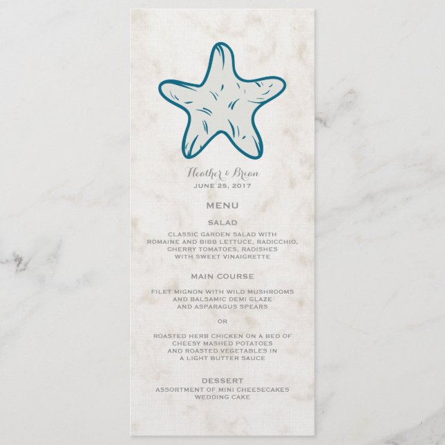 Menu Real Blue Rustic Starfish (Frente)
