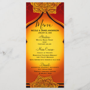 Menu Real Marroquino Indiano Mandala Dourado Rubro