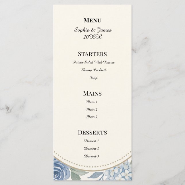 Menu Recepção Botânica Cinza Azul (Frente)