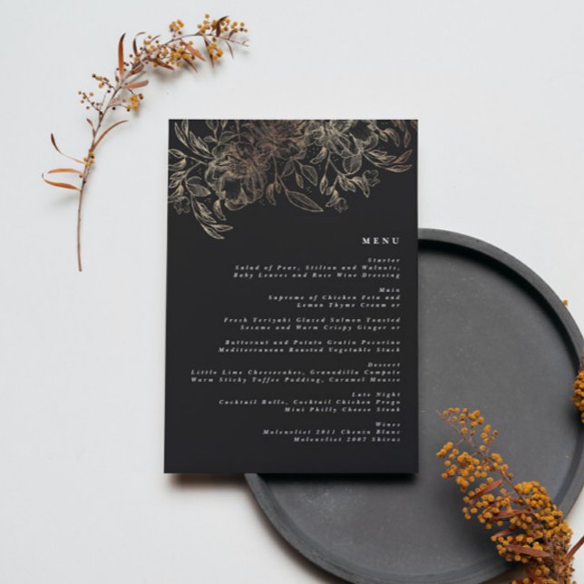 Menu Recepção de casamento Botânica Desenhada à Mão Ele (Criador carregado)