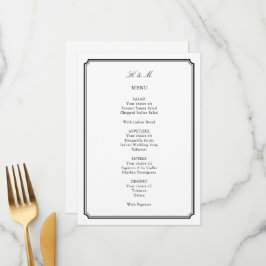 Menu Recepção de casamento branca e preto tradicional
