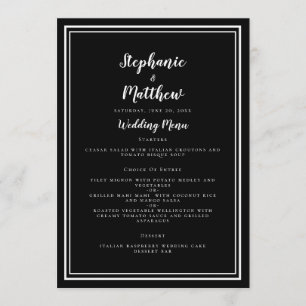 Menu Recepção de Casamento com Jantar em Preto e Branco