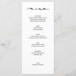 Menu Recepção de casamento com Letra Chic Mão