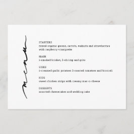 Menu Recepção de casamento com Letra Chic Mão