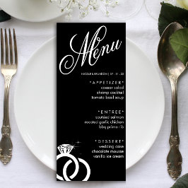 Menu Recepção de casamento de Anel de Diamante Preto e