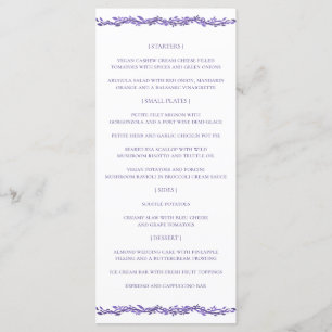 Menu Recepção de casamento de madeira púrpura Ultra vio