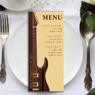 Menu Recepção de casamento de violão vermelho e castanh