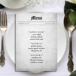 Menu Recepção de casamento do artigo do jornal