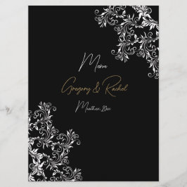 Menu Recepção de casamento Dourada e preta