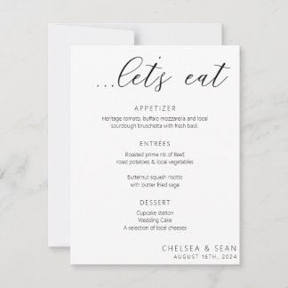 Menu Recepção de Casamento Elegante de Comida de v