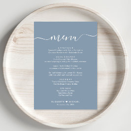 Menu Recepção de Casamento Elegante em Azul Poeirento
