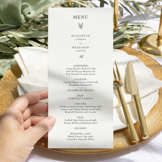 Menu Recepção de casamento Elegante Minimalista (Criador carregado)