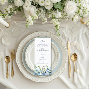 Menu Recepção de casamento Floral Dusty Blue e Marinho