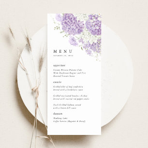 Menu Recepção de Casamento Floral Lavanda Lilás Branco