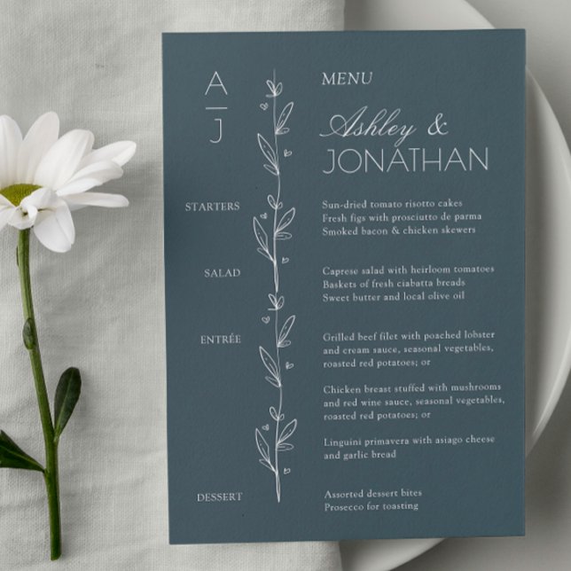 Menu Recepção de casamento Floral Moderna (Criador carregado)