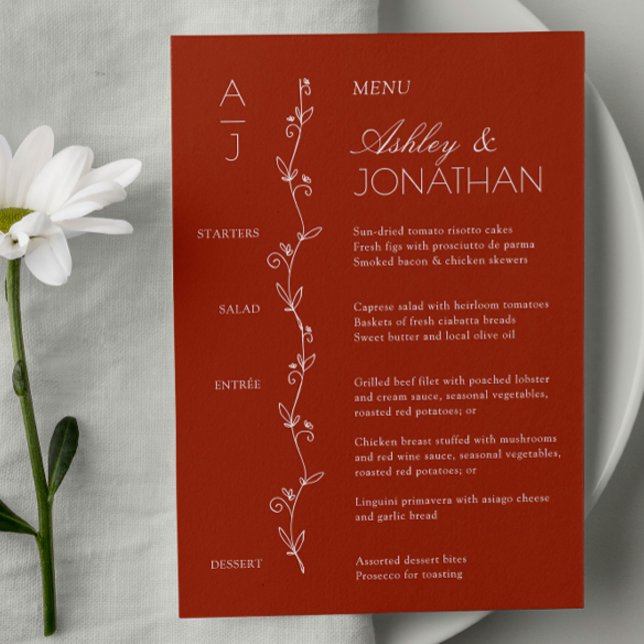 Menu Recepção de casamento Floral Moderna (Criador carregado)