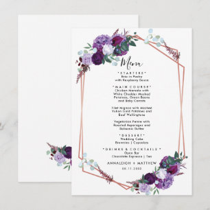 Menu Recepção de casamento Geométrica Floral Puro