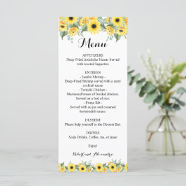 Menu recepção de casamento Girassóis