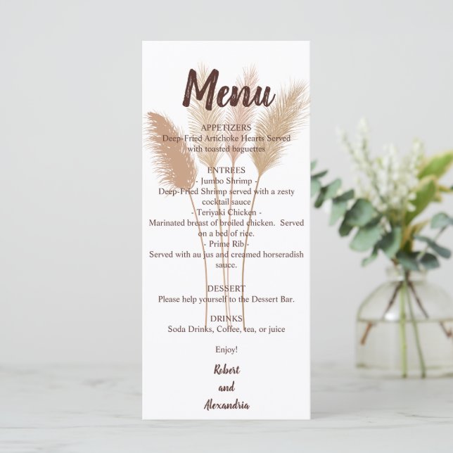 Menu recepção de casamento | Grass Pampas (Em pé/Frente)