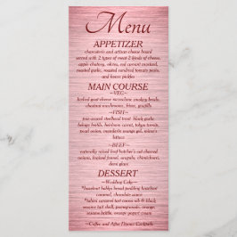 Menu Recepção de casamento Metálico Dourada rosa