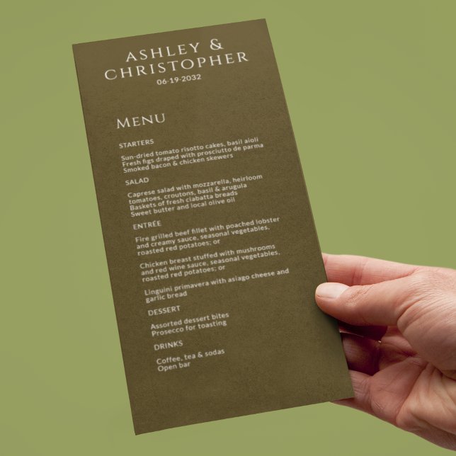 Menu Recepção de casamento Mínima Moderna de Bronze (Criador carregado)