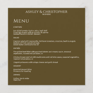 Menu Recepção de casamento mínima moderna de bronze esc