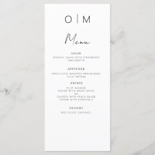 Menu Recepção de casamento Moderna Elegante Minimalista