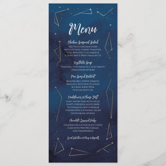 Menu Recepção de casamento - Sinal de Estrela Mari (Frente)