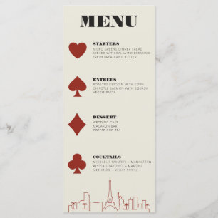 Menu Recepção de casamento Skyline do Casino de Las Veg