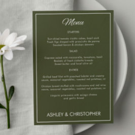 Menu Recepção de casamento Verde do Exército de Script