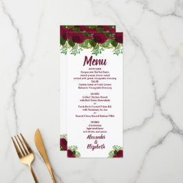 Menu Recepção de casamento Verde Flor Vermelho