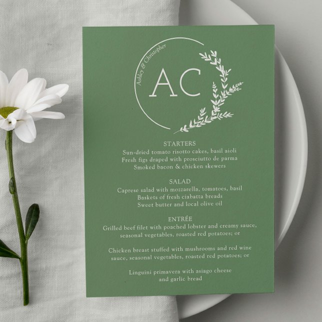 Menu Recepção de casamento Verde Mudada de Quadro de Fo (Criador carregado)